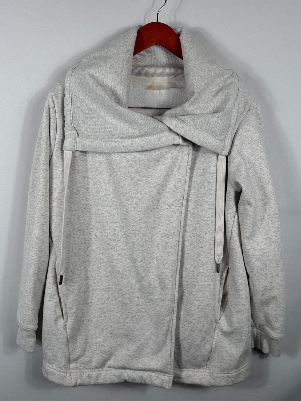 Zella Light Heather Gray Cozy Asymmetrical Cowl Neck. Size M. Snap closure